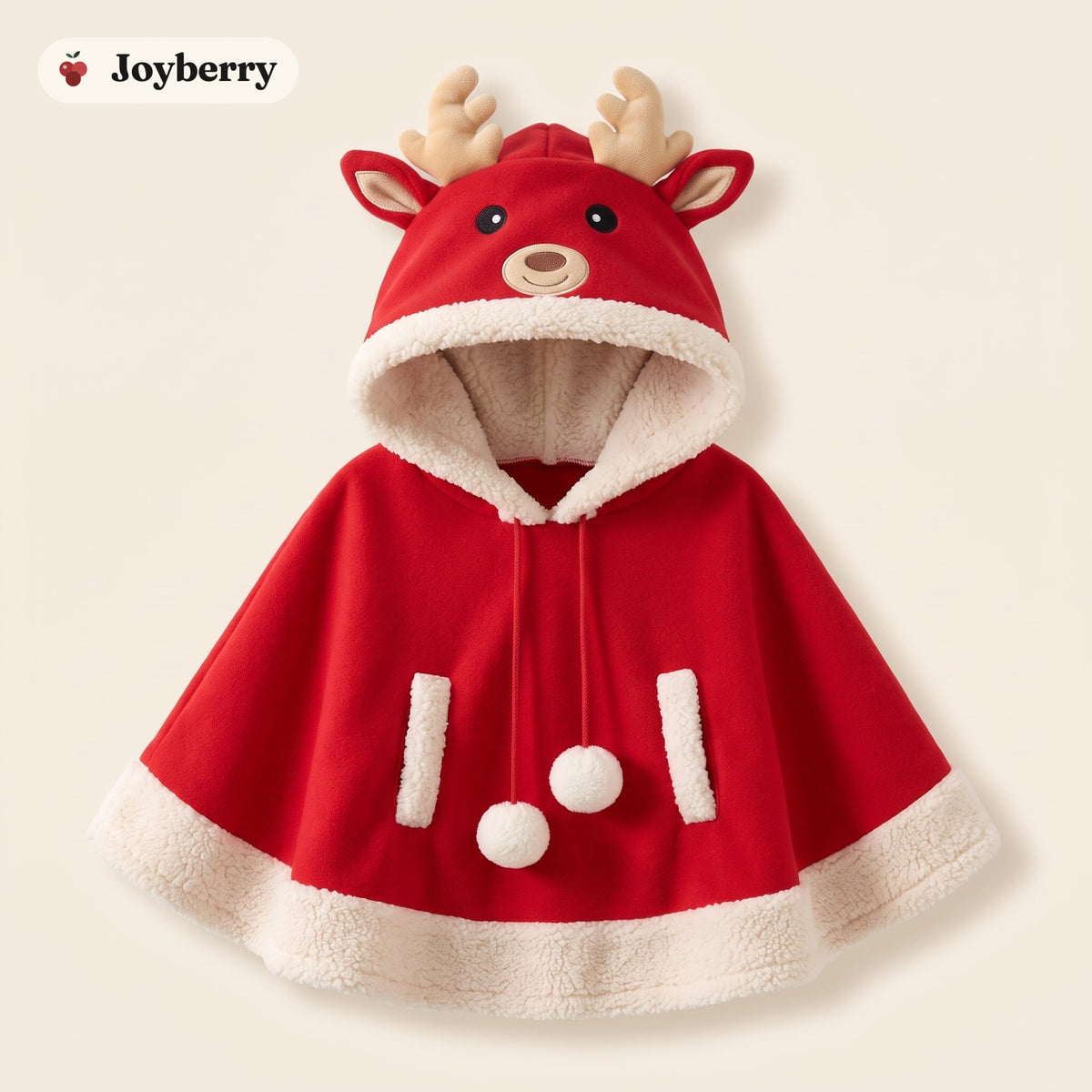 Rudy the Reindeer kids' hooded cape, front view